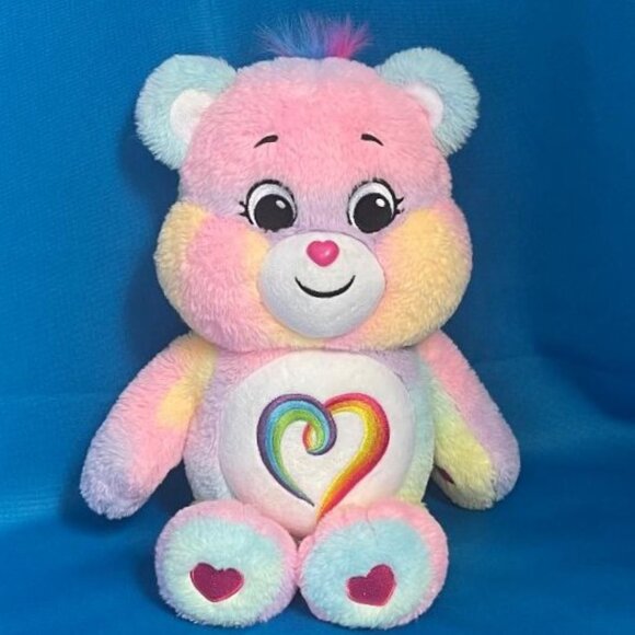 CARE BEARS TOGETHERNESS TIE - DYE RAINBOW PLUSH BEAR / BASIC FUN STUFFED ANIMAL - Picture 7 of 16